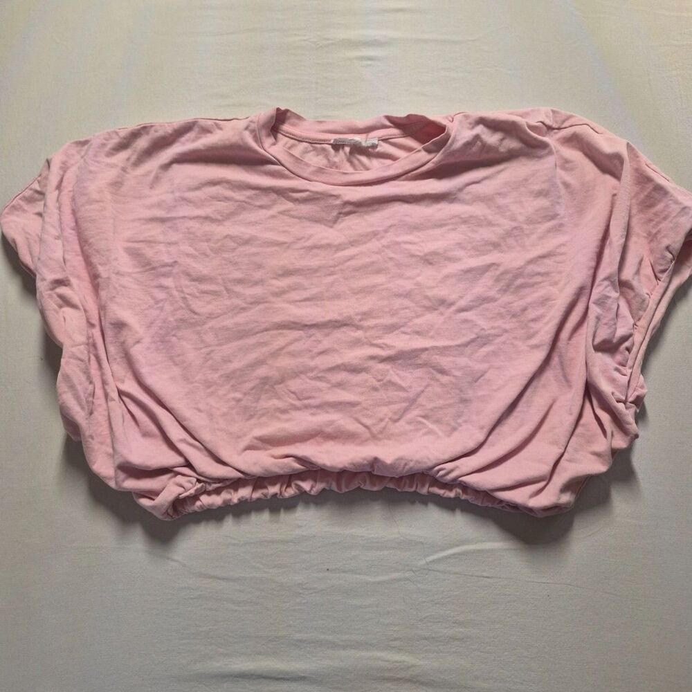 GREY LAB Pink Elastic Hem Cropped Batwing Top Small